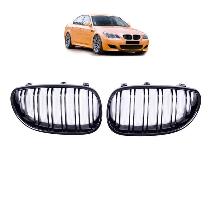Grill BMW 5 E60 E61 podwójne żeberka Gloss Black