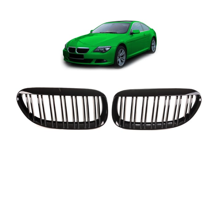 Grill BMW 6 E63 E64 podwójne żeberka Gloss Black