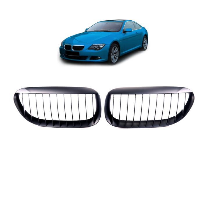 Grill BMW 6 E63 E64 pojedyncze żeberka Matt Black