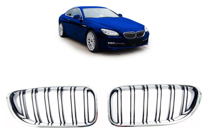 Grill BMW 6 F13 F12 F06 podwójne żeberka Chrome & Black