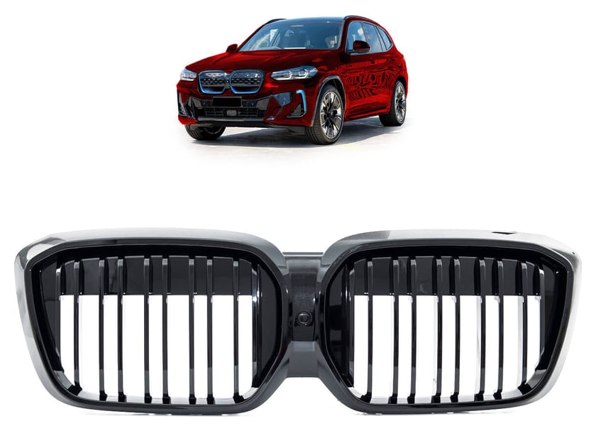 Grill BMW iX3 G08 podwójne żeberka Gloss Black