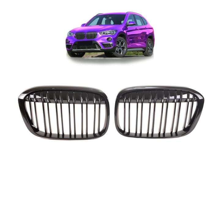Grill BMW X1 F48 pojedyncze żeberka Gloss Black