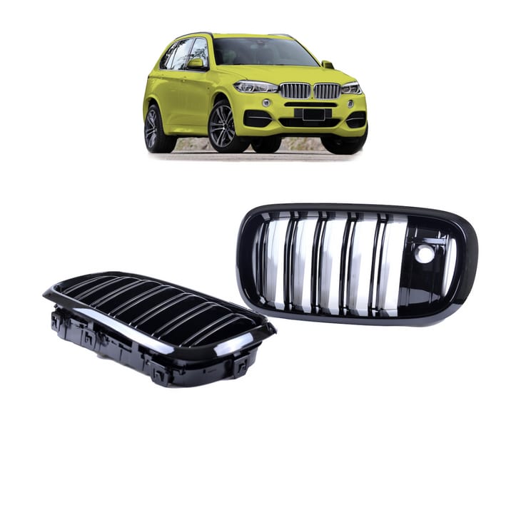 Grill BMW X5 F15 F85 X6 F16 F86 podwójne żeberka Gloss Black camera