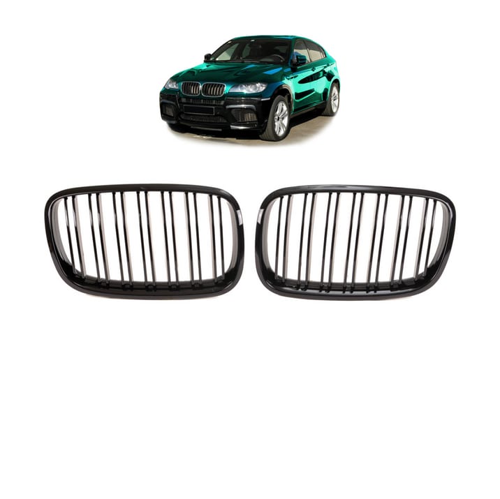 Grill BMW X6 E71 E72 X5 E70 podwójne żeberka Gloss Black