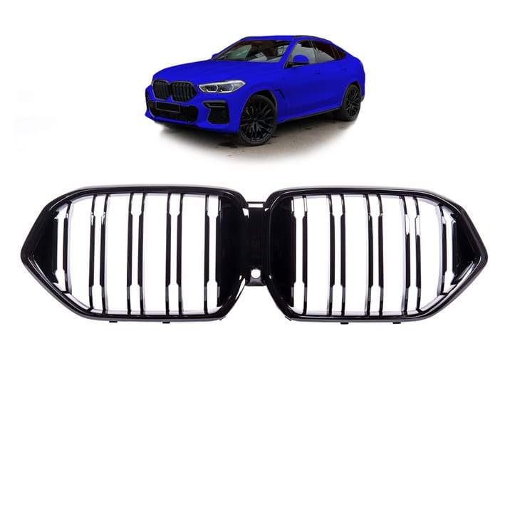 Grill BMW X6 G06 F96 podwójne żeberka Gloss Black