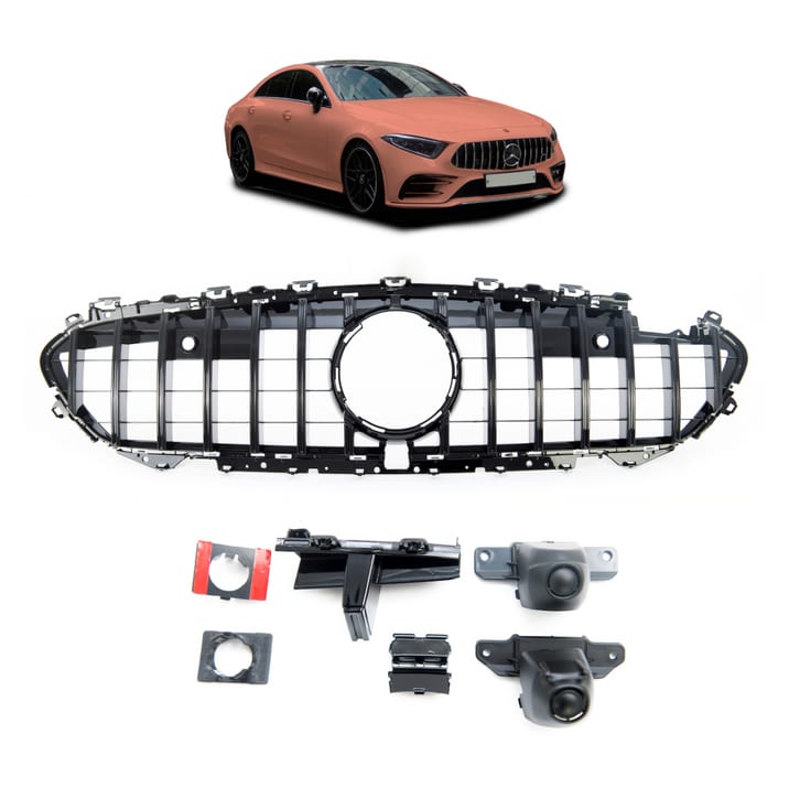 Grill Mercedes-Benz CLS C257 GT Gloss Black Camera