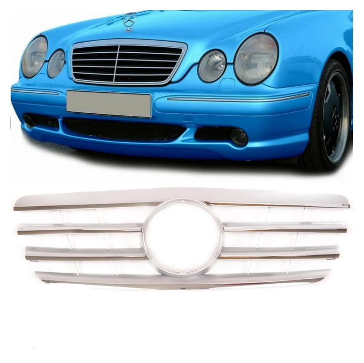 Grill Mercedes-Benz E W210 S210 Facelift Chrome & Silver