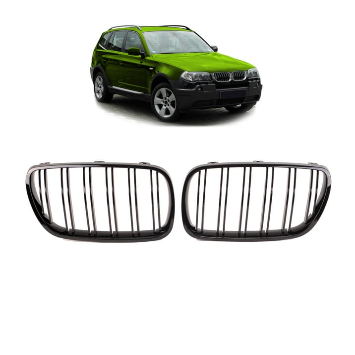 Grill sportowy podwójne żeberka Gloss Black BMW X3 E83 Facelift 2006-2010