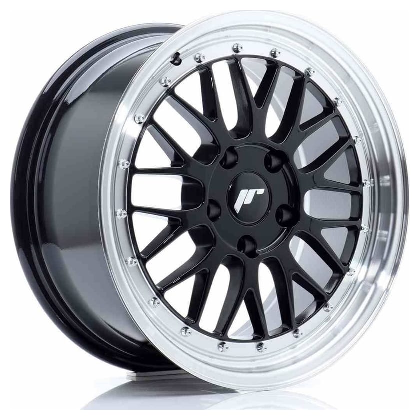 JR Wheels JR23 17x8 ET35 5x100 Gloss Black w/Machined Lip
