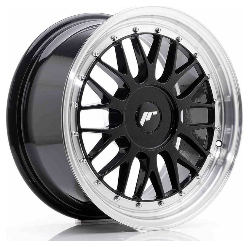 JR Wheels JR23 17x8 ET40-45 BLANK Gloss Black w/Machined Lip