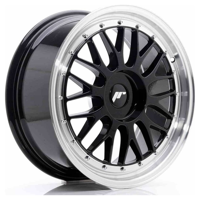 JR Wheels JR23 18x8 ET30-45 BLANK Glossy Black w/Machined Lip