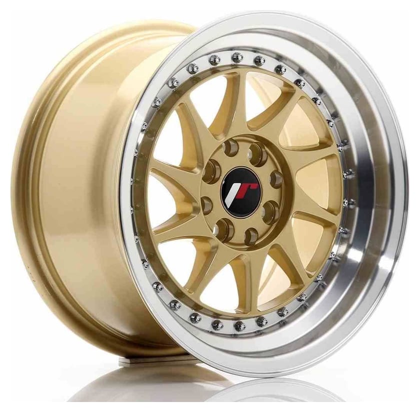JR Wheels JR26 15x8 ET25 4x100/108 Gold w/Machined Lip