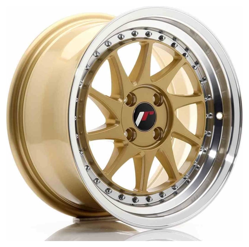 JR Wheels JR26 16x8 ET30 4x100 Gold w/Machined Lip