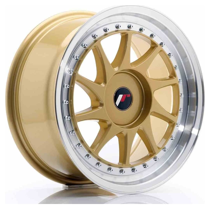 JR Wheels JR26 17x8 ET20-35 BLANK Gold w/Machined Lip