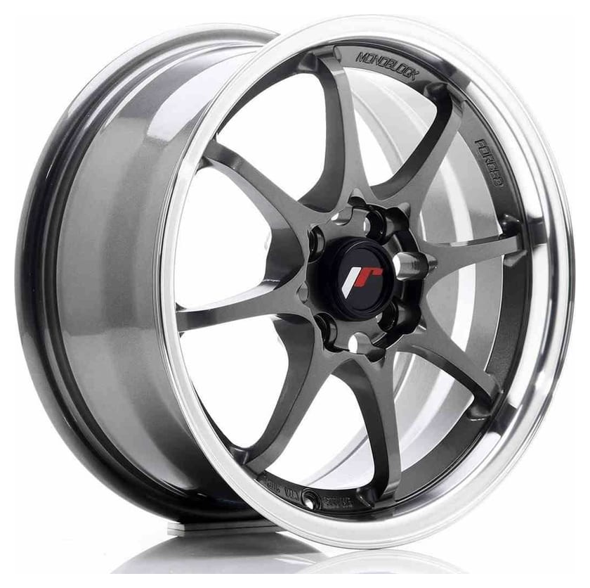 JR Wheels JR5 15x7 ET35 4x100 Gun Metal w/Machined Lip