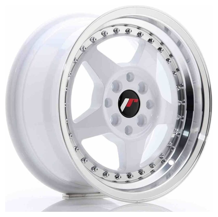 JR Wheels JR6 15x7 ET35 4x100/114 White w/Machined Lip