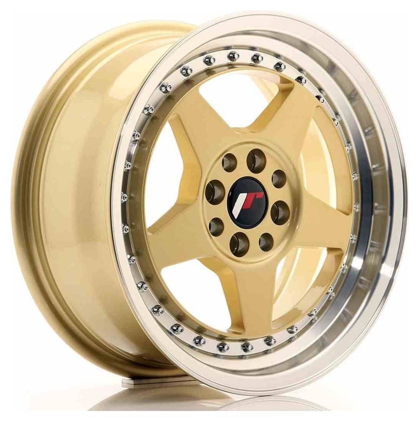JR Wheels JR6 16x7 ET35 4x100/114 Gold w/Machined Lip