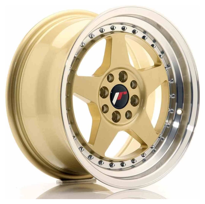 JR Wheels JR6 16x8 ET25 4x100/108 Gold w/Machined Lip