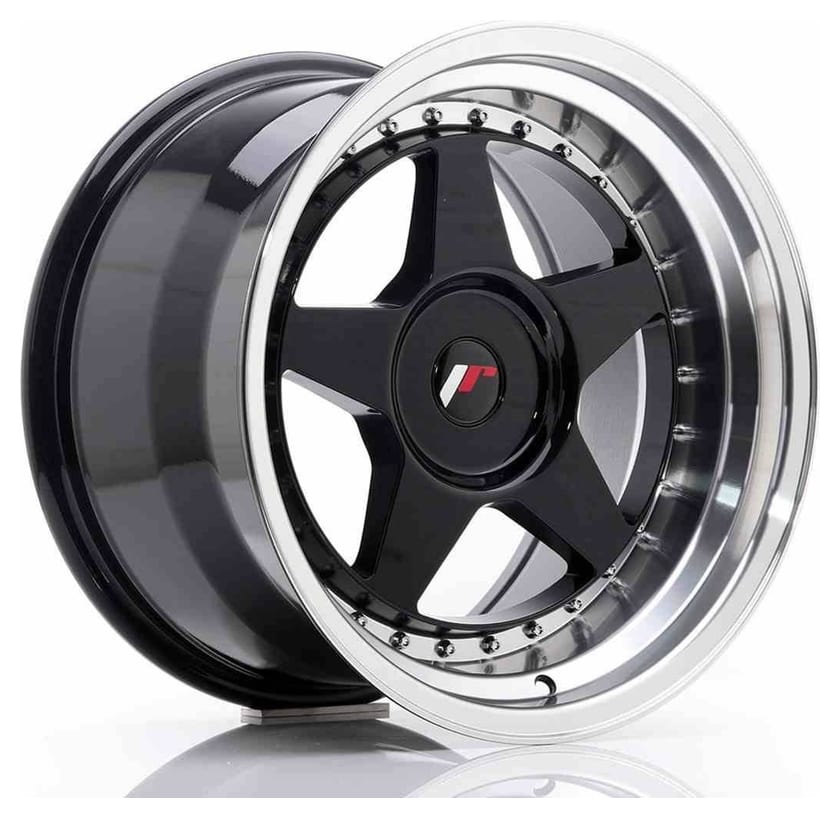 JR Wheels JR6 17x10 ET20 BLANK Glossy Black w/Machined Lip