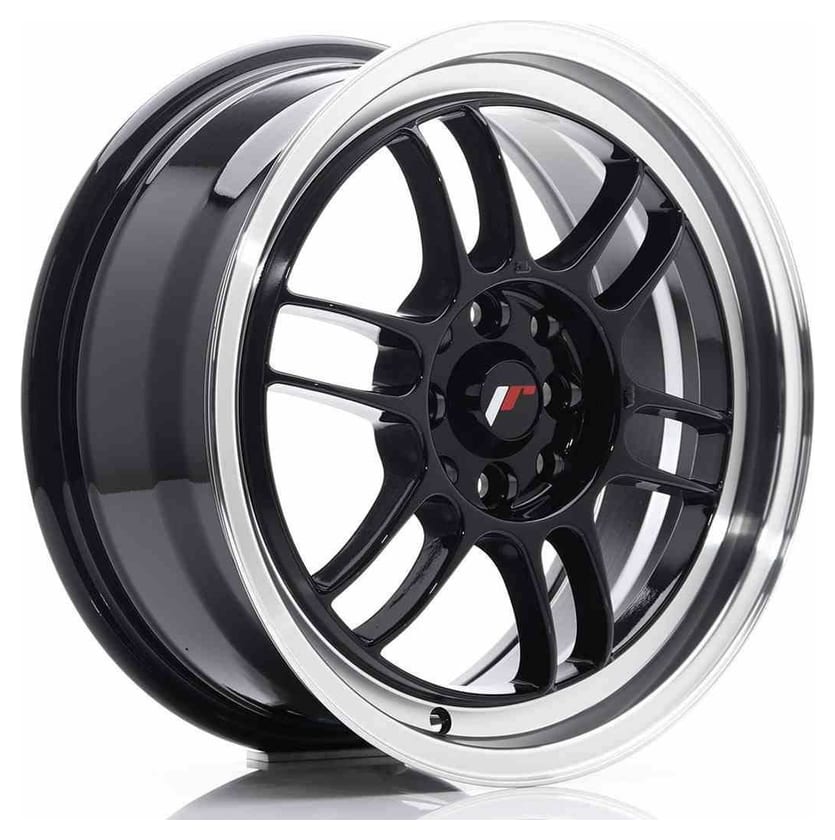 JR Wheels JR7 16x7 ET38 4x100/114 Gloss Black w/Machined Lip