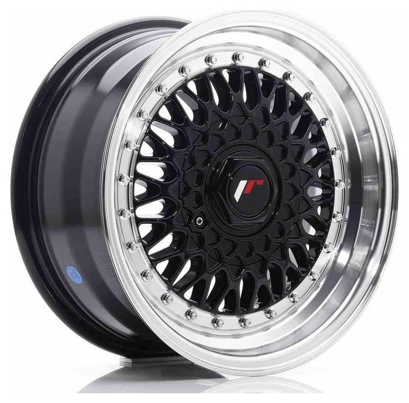 JR Wheels JR9 15x7 ET20 4x100/108 Gloss Black w/Machined Lip