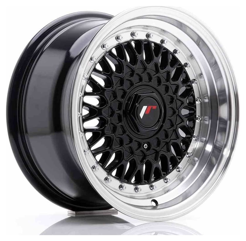 JR Wheels JR9 15x8 ET20 4x100/108 Gloss Black w/Machined Lip