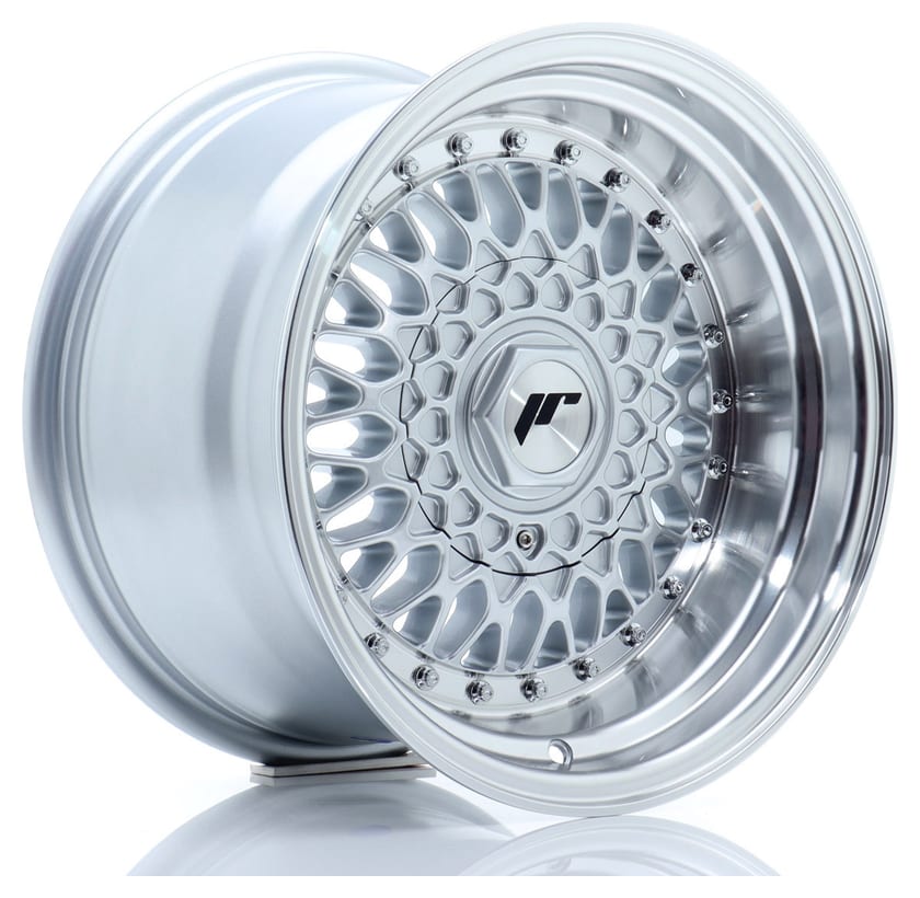 JR Wheels JR9 15x9 ET10 4x100/108 Silver w/Machined Lip+Silver Rivets