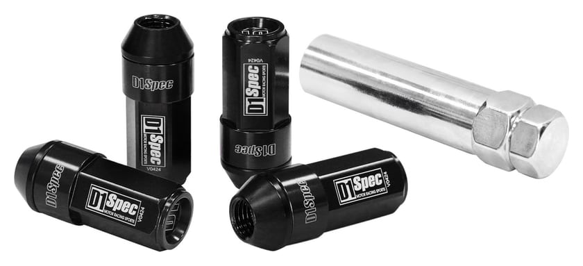 Kute Nakrętki D1Spec 2w1 Stal M12x1,5 54mm Czarne Heptagon