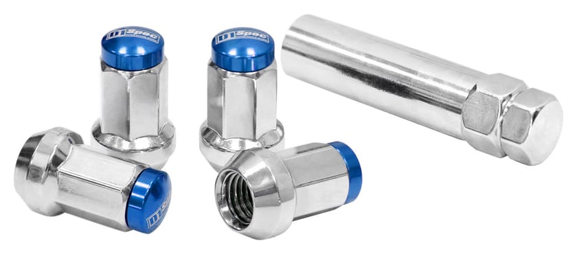 Kute Nakrętki D1Spec Stal M12x1,25 37mm Srebrne/Niebieskie