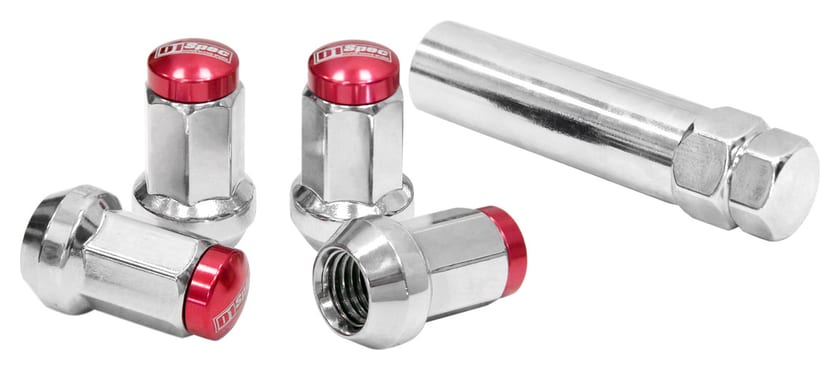 Kute Nakrętki D1Spec Stal M12x1,5 37mm Srebrne/Czerwone
