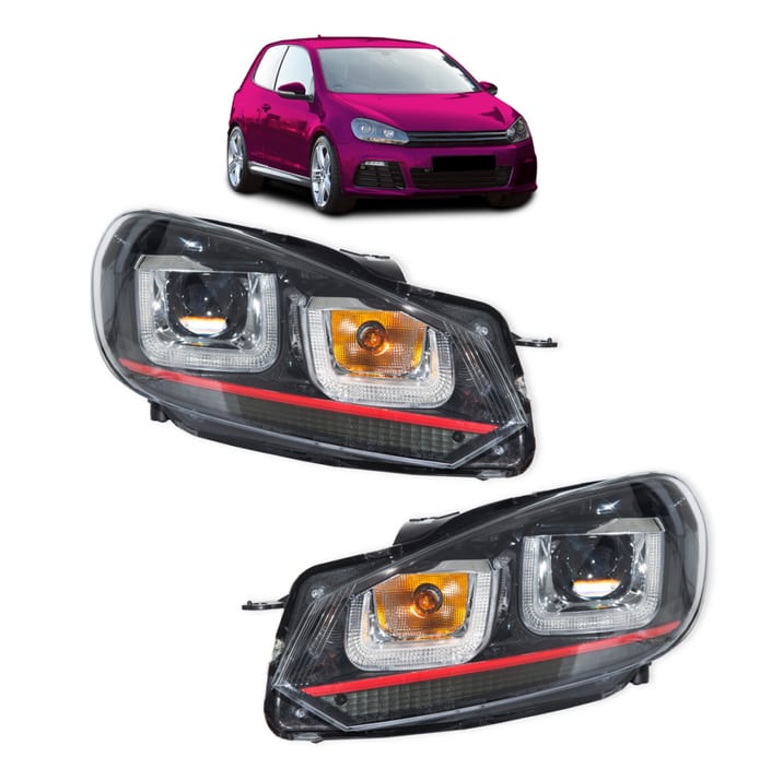 Lampy Volkswagen Golf VI Przód DRL Red-Black