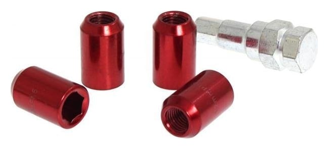 Nakrętki Alu M12x1,25 32mm Czerwone Przelotowe