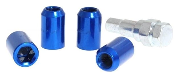 Nakrętki Alu M12x1,5 32mm Niebieskie Przelotowe