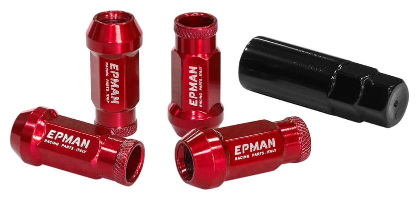 Nakrętki Epman JDM Stal M12x1,25 Stożek 48mm Czerwone