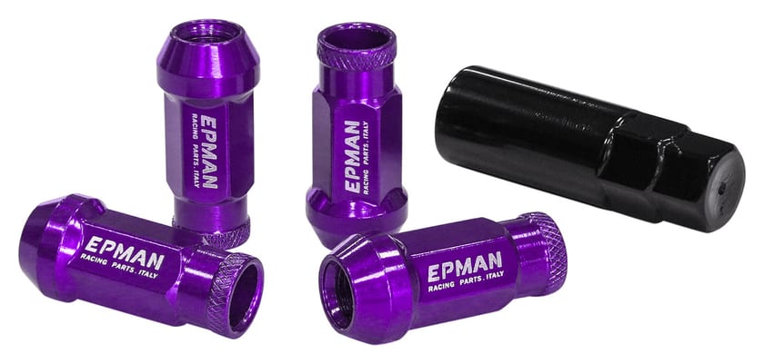 Nakrętki Epman JDM Stal M12x1,25 Stożek 48mm Fioletowe