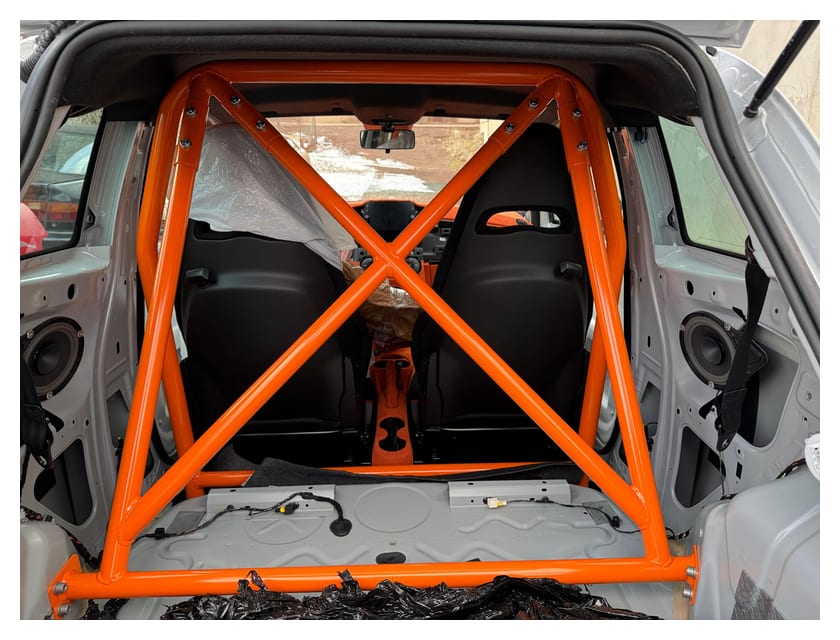 Rollbar skręcana pół klatka Fiat 500 Abarth White