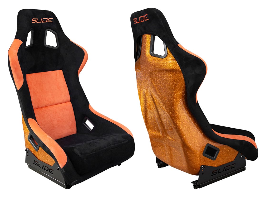 Fotel sportowy SLIDE KS2 Premium Black & Orange Welur Orange Glitter