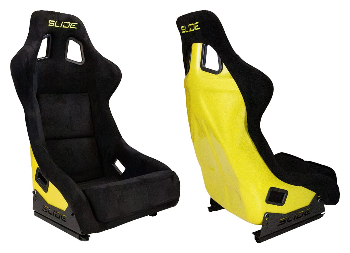 Fotel sportowy SLIDE KS2 Premium Black Welur & Yellow Glitter