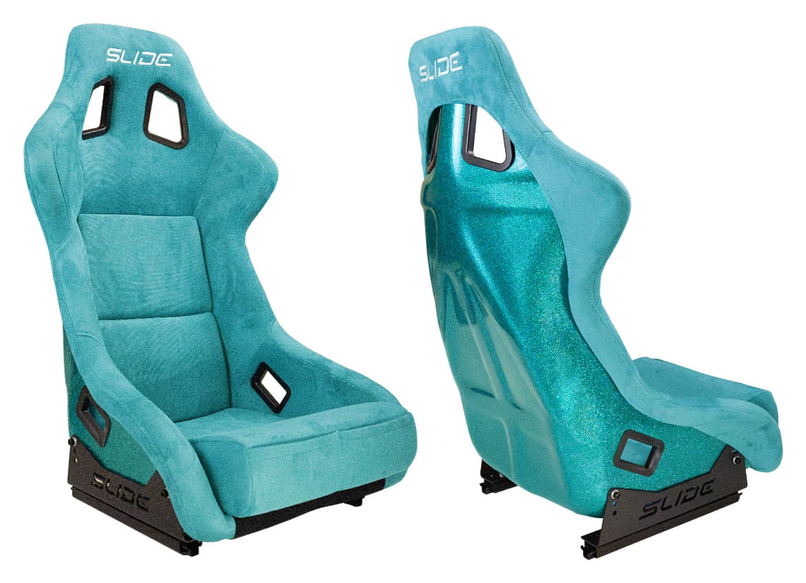 Fotel sportowy SLIDE KS2 Premium Sea-Blue Welur & Sea-Blue Glitter