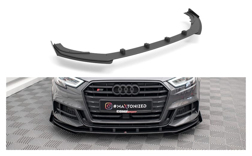 Splitter Audi A3 8V Facelift S-Line Przód Pro v.1 + flaps Black-Red