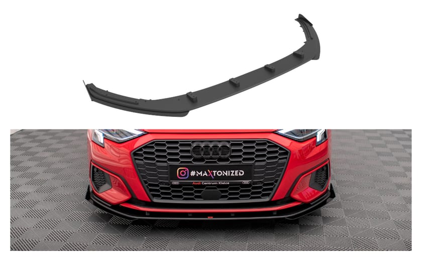 Splitter Audi A3 8Y Przód Pro + flaps Black