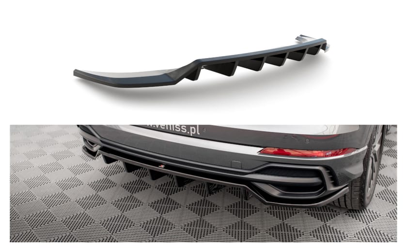 Splitter Audi Q3 F3 S-Line Tył Środkowy z Dyfuzorem Gloss Black