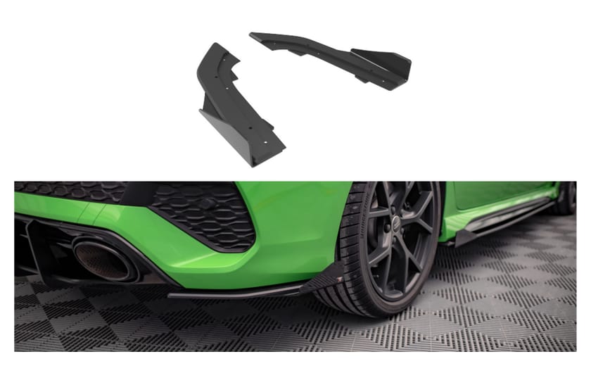 Splitter Audi RS3 8Y Tył Boczne Street Pro Black + Gloss Flaps