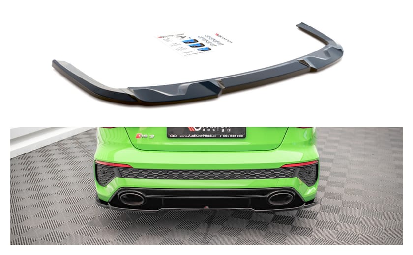 Splitter Audi RS3 8Y Tył Środkowy Gloss Black