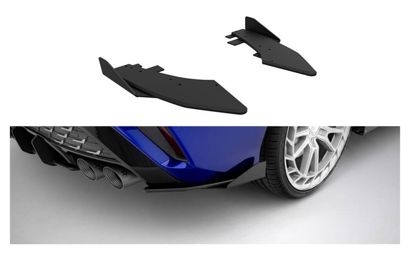 Splitter Audi S3 8Y Facelift Tył Boczne Street Pro Black-Red + Gloss Flaps