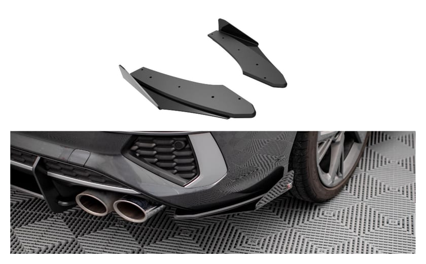 Splitter Audi S3 8Y Tył Boczne Street Pro Black-Red + Gloss Flaps