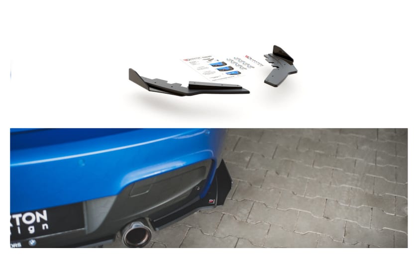 Splitter BMW 1 F20 M-Pack Tył Boczne Racing Durability Black-Red + Gloss Flaps