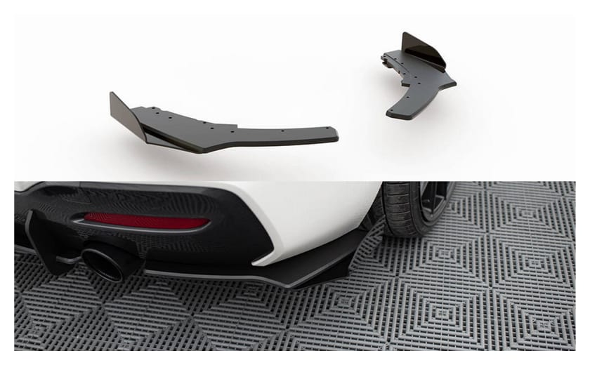 Splitter BMW 1 F20 M140i Tył Boczne Racing Durability v.2 Black + Gloss Flaps