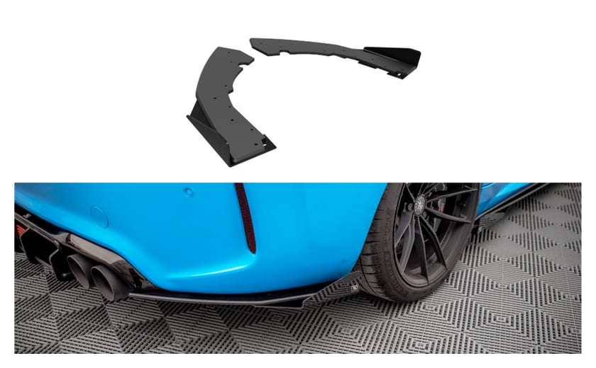 Splitter BMW 2 F87 M-Pack Tył Boczne Street Pro Black-Red + Gloss Flaps