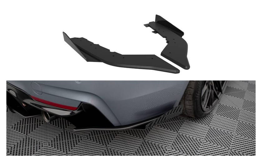 Splitter BMW 4 F32 M-Pack Tył Boczne Street Pro Black + Gloss Flaps